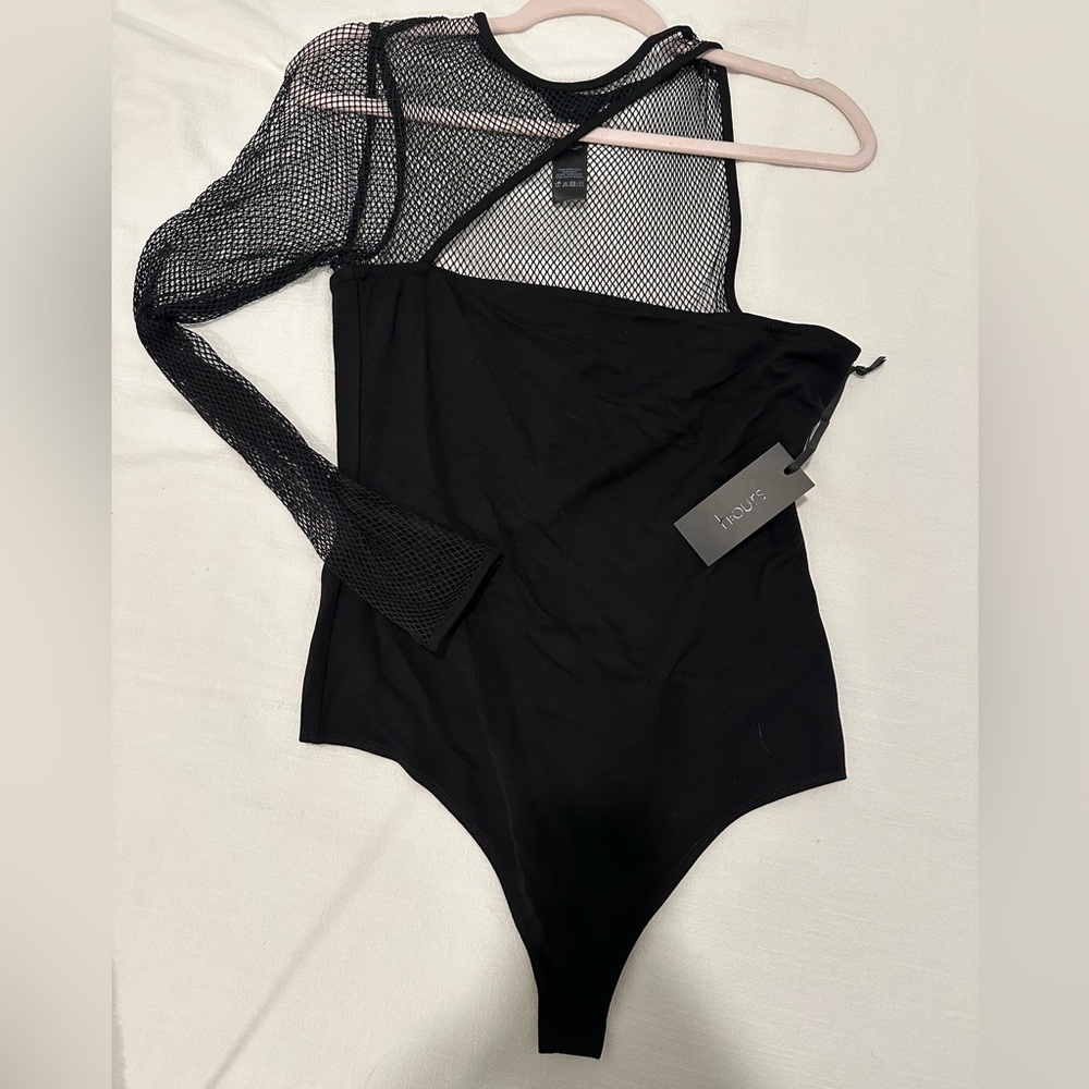 Black Fishnet Long Sleeve Bodysuit